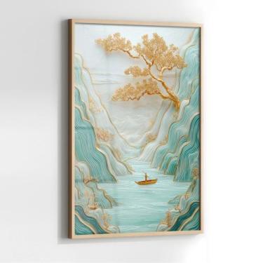 Imagem de Quadro com Moldura e Acrilico Cristal Vidro Árvore Harmonia para Sala,