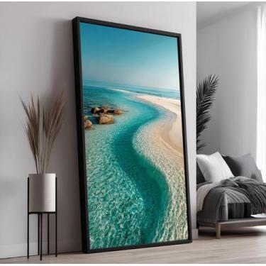 Imagem de Quadro com Moldura e Acrilico Cristal Vidro Praia Deserta para Sala, Q