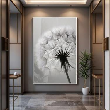 Imagem de Quadro com Moldura e Acrilico Cristal Vidro Dente Leao Cinza para Sala