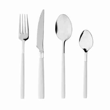 Imagem de Faqueiro 16 Peças com Cabo Pintado Istambul Branco Aço Inox