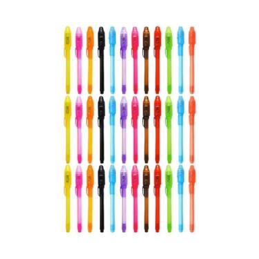 Imagem de Conjunto De Canetas Mágicas Com Luz UV Roxa 12 36 96 Peças Tinta Invis