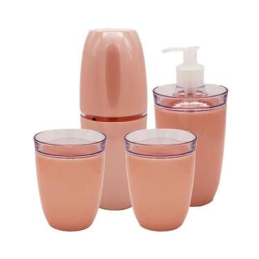 Imagem de kit higiênico para lavabo 4 peças, porta escovas, sabonete líquido cot