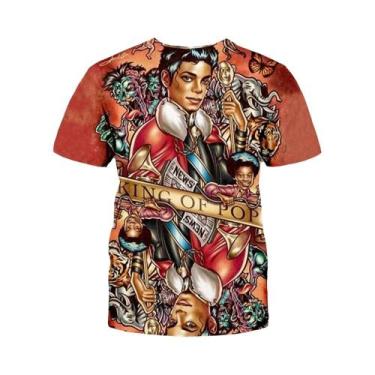 Imagem de Camiseta Masculina Retrô Michael Jackson Hip-Hop Verão Casual Harajuku