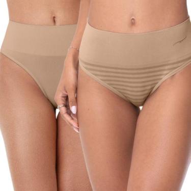 Imagem de Kit 2 Calcinhas Tanga sem Costura + Estojo Areia - Zee Rucci, GG