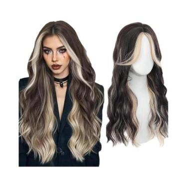 Imagem de Peruca Sintética Longa E Lisa De 24 Polegadas, Preta E Rosa, Com Rabo 