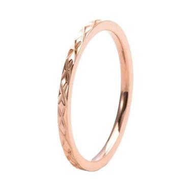 Imagem de Anel Geométrico Fino De Aço Titânio Banhado a Ouro Para Mulheres, Joia