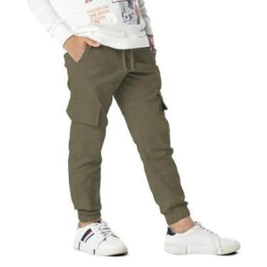 Imagem de Calça Vrasalon Infantil Bolso Punho Cargo Sarja Masculina-Masculino