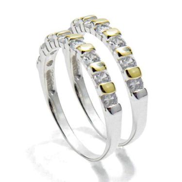 Imagem de Aparador Meia Aliança De Prata 925 Com Ouro Capricho - Par, 13, Prata,