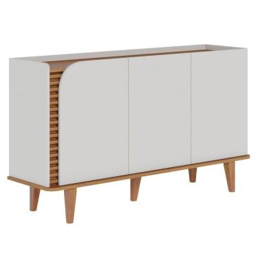 Imagem de Balcão Aparador Buffet 3 Portas 136cm Madrid C05 Off White Matte/freijó - Mpozenato