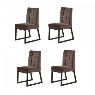 Imagem de Kit 4 Cadeiras Estofadas Pés Metálicos Gênova Yescasa - Cimol