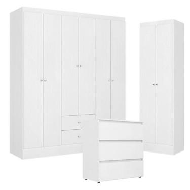 Imagem de Guarda Roupa Casal Astro Flex 6 Portas 2 Gavetas com Cômoda Gaveteiro 