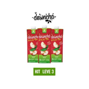 Imagem de Chá verde desinchá pra já maça 1l - kit 3 unid