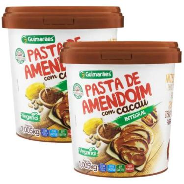 Imagem de Kit 2 Potes Pasta de Amendoim Com Cacau Guimarães 1,005kg  Vegano, Int