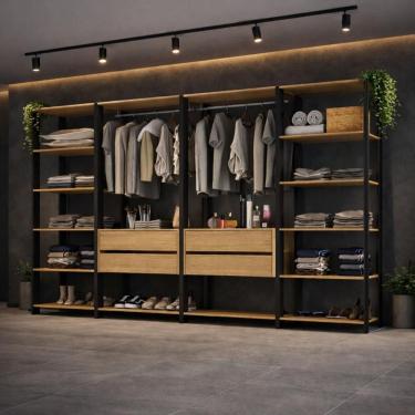 Imagem de Guarda-Roupa Closet Modulado Arizona 4 Gavetas 270cm Multimóveis MP4784