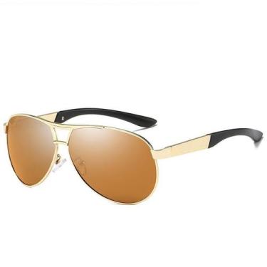 Imagem de Óculos De Sol Vinkin Masculino Polarizado UV400 Luxuoso, Dourado