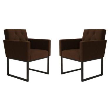 Imagem de Kit 2 Poltronas Decorativas Reforçada Recepção Base Ferro - Móveis Maf