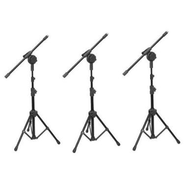 Imagem de Kit com 3 Pedestal Girafa Para Microfone Visão Com Pés Dobráveis Mpe4b