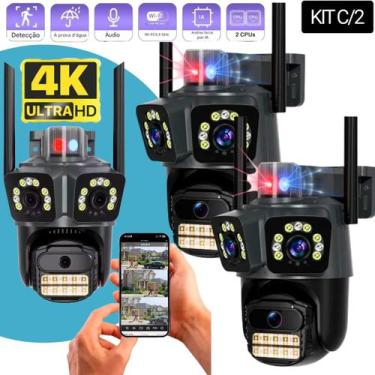 Imagem de Kit Cameras De Vigilância Externa Lente Tripla 4k Residencial Comercia