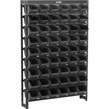 Imagem de Estante Metálica, Com Gaveteiros Modelo Prático Preto, 54/5 Vonder