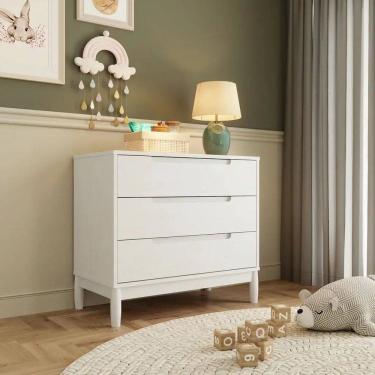 Imagem de Cômoda 3 Gavetas com Colmeia na 1ª Gaveta e Espaço para Trocador Lion Branco