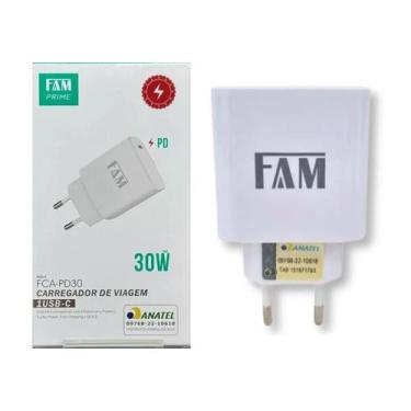 Imagem de Carregador Turbo FAM 30w Fonte Tipo C Compatível Todos Celular Android