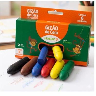 Imagem de Giz de Cera Grosso Infantil Leo e Leo - 6 Unid Não Tóxico - LEONORA