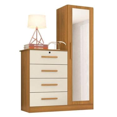 Imagem de Cômoda Belize Plus 4 Gavetas em MDF com Puxadores em MDF Off White Carvalho Grife