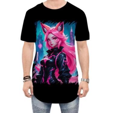 Imagem de Camiseta Longline Raposa Humanóide Vaporwave 4 - Kasubeck Store®, P