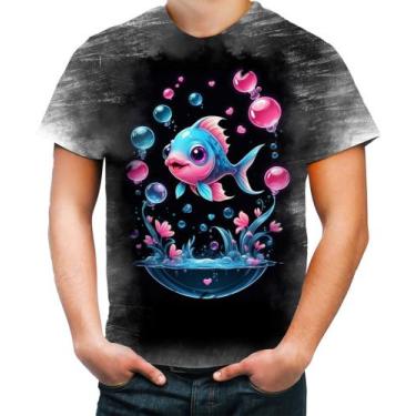 Imagem de Camiseta Desgaste Peixinho Feliz no Aquário Peixe 2 - Kasubeck Store®,