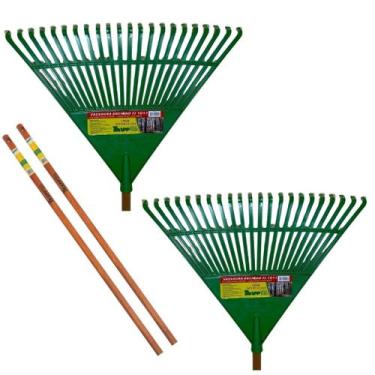 Imagem de Kit 02 Vassoura Rastelo Ancinho Plástico Com Cabo Trapp 1011