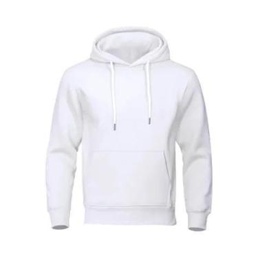 Imagem de Moletom Masculino De Fleece Quente Com Capuz, Casual, Cor Sólida, Moda