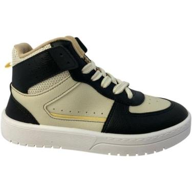 Imagem de Tênis Moleca Higt Top Cano Médio Casual Feminino, Branco off preto, 35