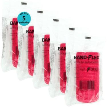 Imagem de Atadura 10cm VermelhaBand-FlexAutoadesiva Para Animais Farex Kit Com 5