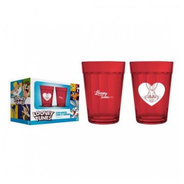 Imagem de Kit 02 Copo Americano Allmix Vidro Prime Love Looney Tunes 190 ML Cada
