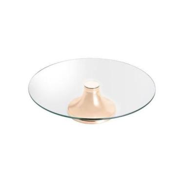 Imagem de Prato para bolo em vidro com pé Wolff Monâco 40x9cm rosé