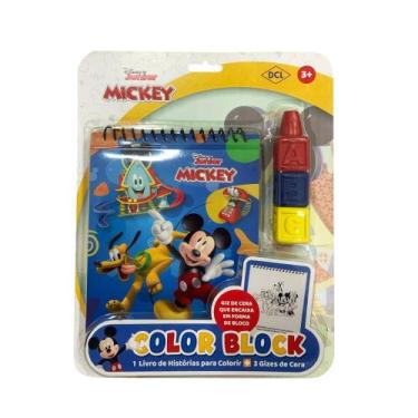 Imagem de Livro Infantil Mickey para Colorir com 3 Gizes de Cera em Bloco