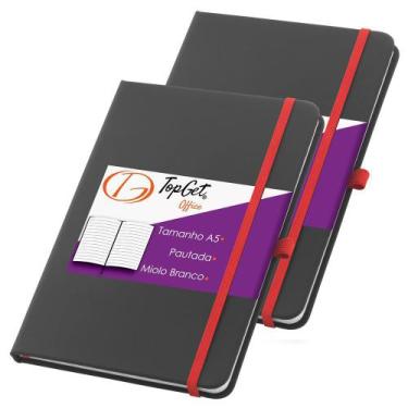 Imagem de Kit 2x Caderneta Classic 14x21cm 80 Fls Pautadas Preto e Vermelho - To