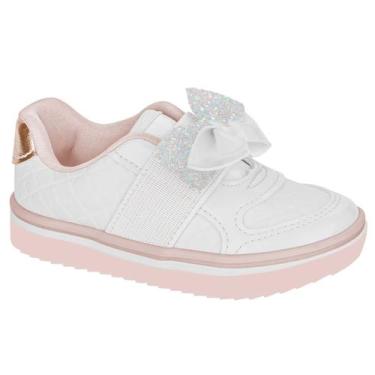 Imagem de Tênis Infantil Matelassê Kidy Happy com Laço Menina - 3130002, Branco,