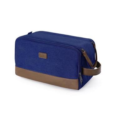 Imagem de Bolsa de higiene WANDF Travel Organizer, lona, couro, azul