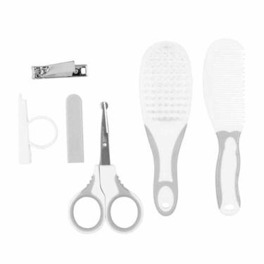 Imagem de Kit Cuidados para Bebê - Escova, Pente, Tesoura e Cortador - Cinza - B