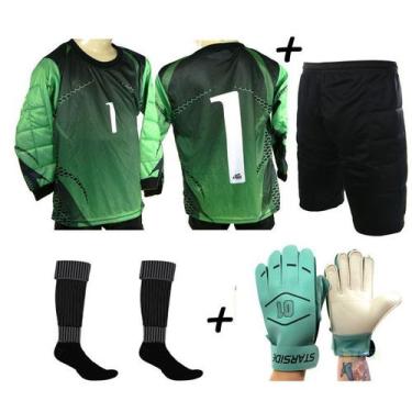 Imagem de Kit Goleiro 4 x 1 Bermuda Heroes verde Infantil - Lince, 12