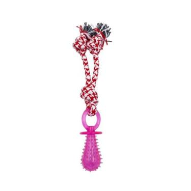 Imagem de Brinquedo Osso Mordedor Anti Stress para Cães com Corda para Puxar - -