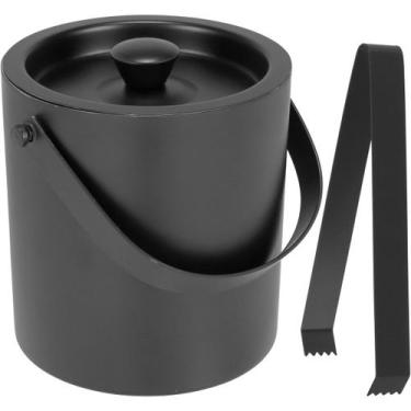 Imagem de Balde Gelo Home&Co 15x15cm INOX Preto 1,8L para Servir na Mesa Posta e