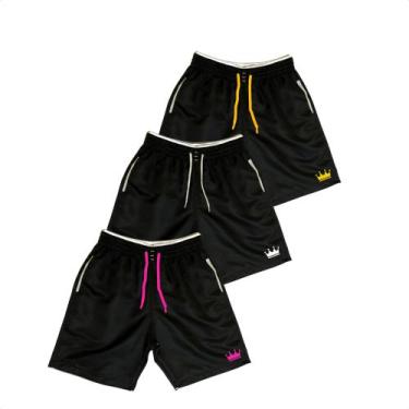 Imagem de Kit 3 Shorts Masculinos Praia Verão Tactel Poliéster Estampados Bermud