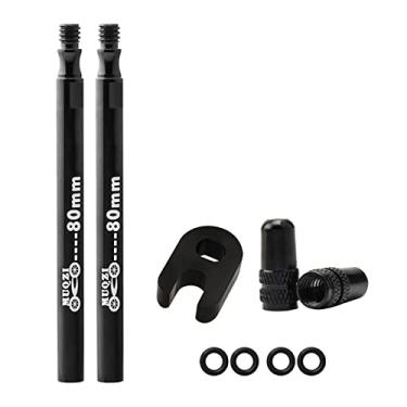 Imagem de YIJU Extensor de válvula Presta de bicicleta, extensores de válvula de tubo de bicicleta duráveis, extensão interna de válvulas de pneu para engrenagem fixa de estrada - 2 peças pretas de 80 mm