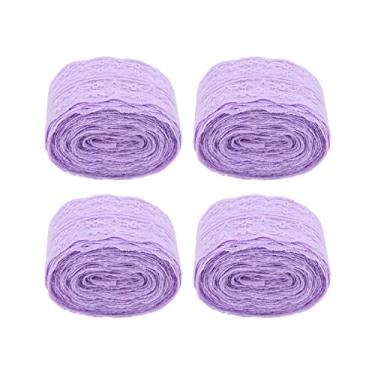 Imagem de Acabamento de renda, tecido de renda requintado retrô fino acabamento para embalagem de presente para decoração(Roxa)