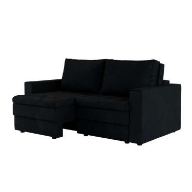 Imagem de sofá 3 lugares retrátil berna suede preto 180 cm