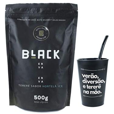 Imagem de KIT DE TERERÉ ERVA MATE PARA TERERÉ + BOMBA EPOX PRETA19CM + COPO 350ML (Hortelã Ice)