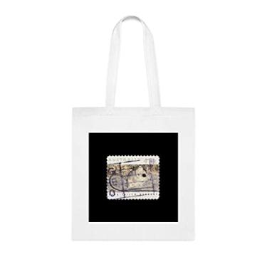 Imagem de Carimbo impresso na Austrália mostra sacola Dunnart de cauda longa, presente divertido, bolsa de ombro, bolsas reutilizáveis, cesta de Natal de aniversário, ideia de presente, Branco