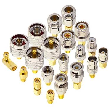 Imagem de onelinkmore Kit de conector RF coaxial FPV, conjunto de adaptador SMA, kit de conector SMA para SMA UHF para SMA SMA SMA para BNC SMA SMA para adaptador F macho para fêmea, conversor de adaptadores coaxial macho para fêmea